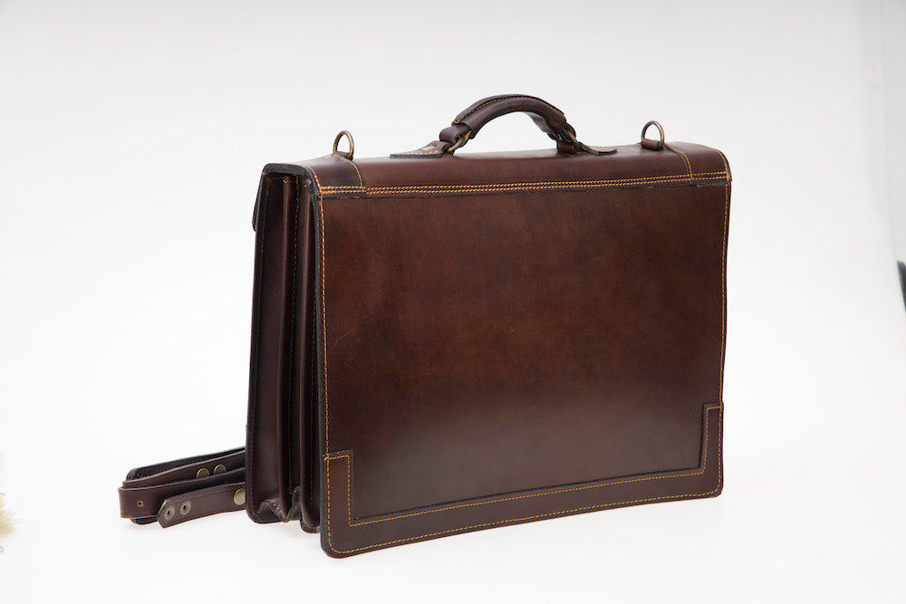 Quality Leather Briefcase A3 choc