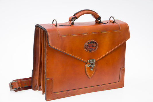 Quality Leather Briefcase A3 Tan