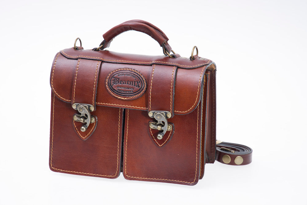 Classic leather handbag Twinpack brown